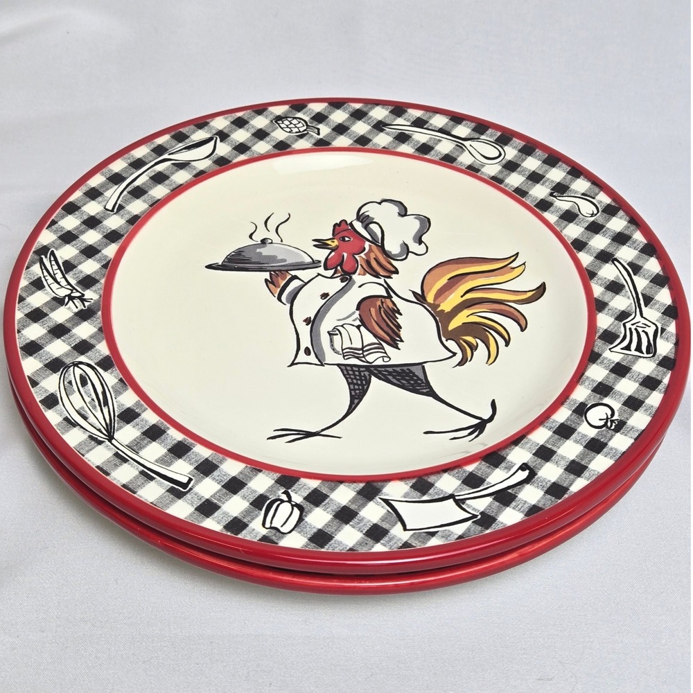 Barbeque Chicken Dessert Plates, Renee DuBois, 992301, 8.75" Vtg 2004 Set of 2